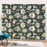 Watercolor Daisy Flower Pattern Print Pencil Pleat Curtains