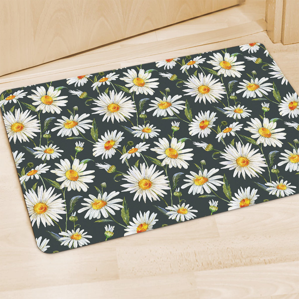 Watercolor Daisy Flower Pattern Print Polyester Doormat