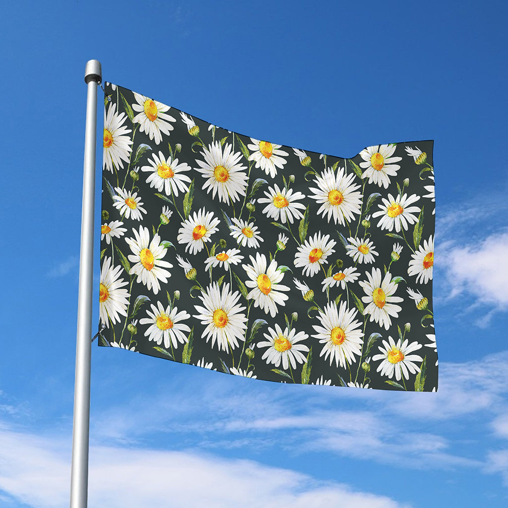 Watercolor Daisy Flower Pattern Print Polyester Flag