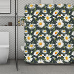 Watercolor Daisy Flower Pattern Print Polyester Shower Curtain