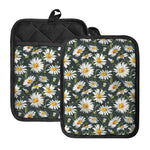 Watercolor Daisy Flower Pattern Print Pot Holders With Pocket