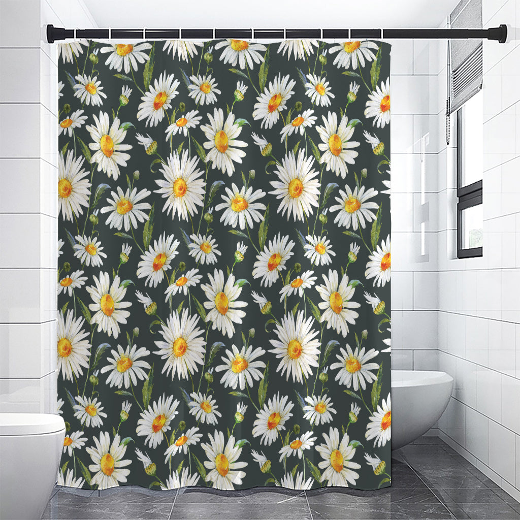 Watercolor Daisy Flower Pattern Print Premium Shower Curtain