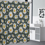 Watercolor Daisy Flower Pattern Print Premium Shower Curtain