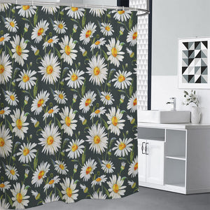 Watercolor Daisy Flower Pattern Print Premium Shower Curtain