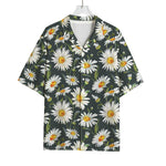 Watercolor Daisy Flower Pattern Print Rayon Hawaiian Shirt
