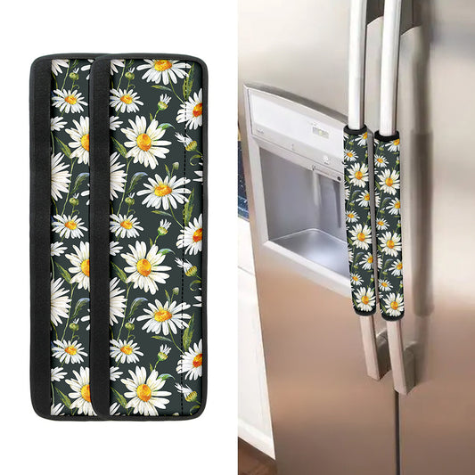 Watercolor Daisy Flower Pattern Print Refrigerator Handle Covers