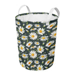 Watercolor Daisy Flower Pattern Print Round Laundry Basket