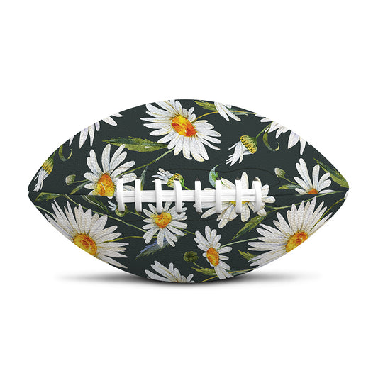 Watercolor Daisy Flower Pattern Print Rugby Ball
