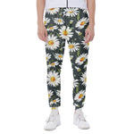 Watercolor Daisy Flower Pattern Print Scuba Joggers