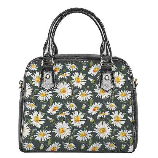 Watercolor Daisy Flower Pattern Print Shoulder Handbag