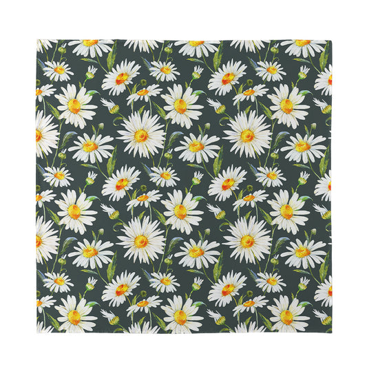 Watercolor Daisy Flower Pattern Print Silk Bandana