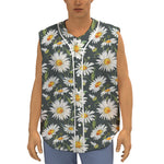 Watercolor Daisy Flower Pattern Print Sleeveless Baseball Jersey