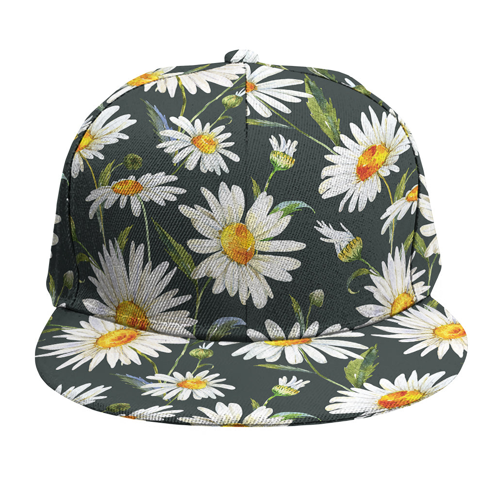 Watercolor Daisy Flower Pattern Print Snapback Cap