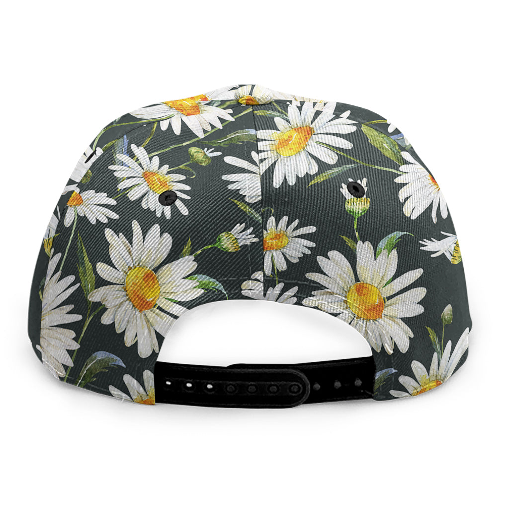 Watercolor Daisy Flower Pattern Print Snapback Cap
