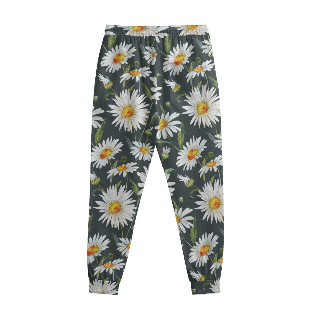 Watercolor Daisy Flower Pattern Print Sweatpants
