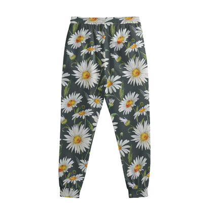 Watercolor Daisy Flower Pattern Print Sweatpants