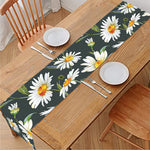 Watercolor Daisy Flower Pattern Print Table Runner