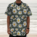 Watercolor Daisy Flower Pattern Print Textured Short Sleeve Shirt