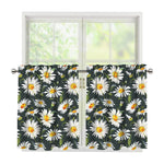 Watercolor Daisy Flower Pattern Print Tier Curtains