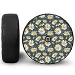 Watercolor Daisy Flower Pattern Print Tire Cover With Camera Hole