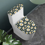 Watercolor Daisy Flower Pattern Print Toilet Lid And Tank Cover Set