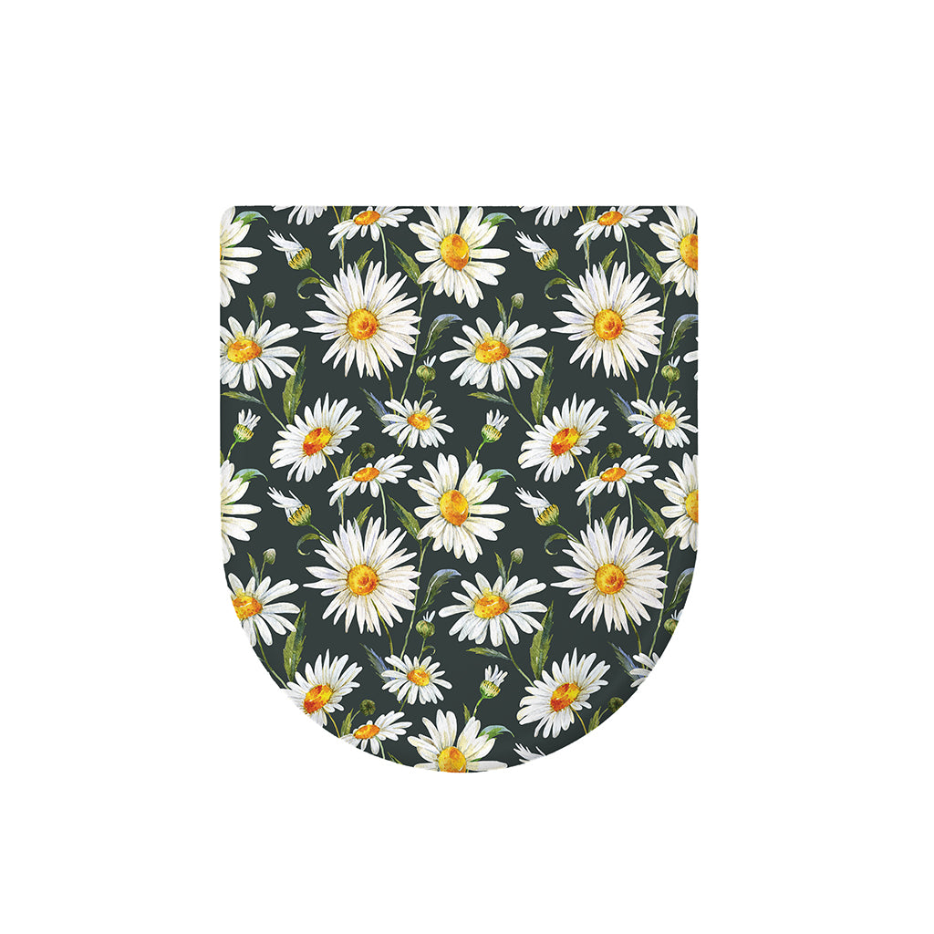 Watercolor Daisy Flower Pattern Print Toilet Lid Cover