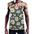 Watercolor Daisy Flower Pattern Print Men's Workout Tank Top