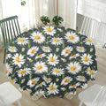 Watercolor Daisy Flower Pattern Print Waterproof Round Tablecloth