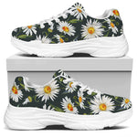 Watercolor Daisy Flower Pattern Print White Chunky Shoes