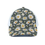 Watercolor Daisy Flower Pattern Print White Mesh Trucker Cap