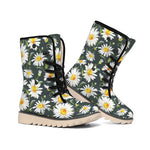Watercolor Daisy Flower Pattern Print Winter Boots