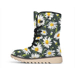 Watercolor Daisy Flower Pattern Print Winter Boots