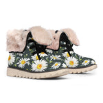 Watercolor Daisy Flower Pattern Print Winter Boots