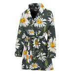 Watercolor Daisy Flower Pattern Print Women's Bathrobe
