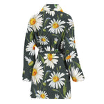 Watercolor Daisy Flower Pattern Print Women's Bathrobe