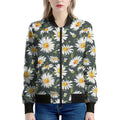 Watercolor Daisy Flower Pattern Print Women's Bomber Jacket