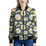 Watercolor Daisy Flower Pattern Print Women's Bomber Jacket