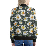 Watercolor Daisy Flower Pattern Print Women's Bomber Jacket