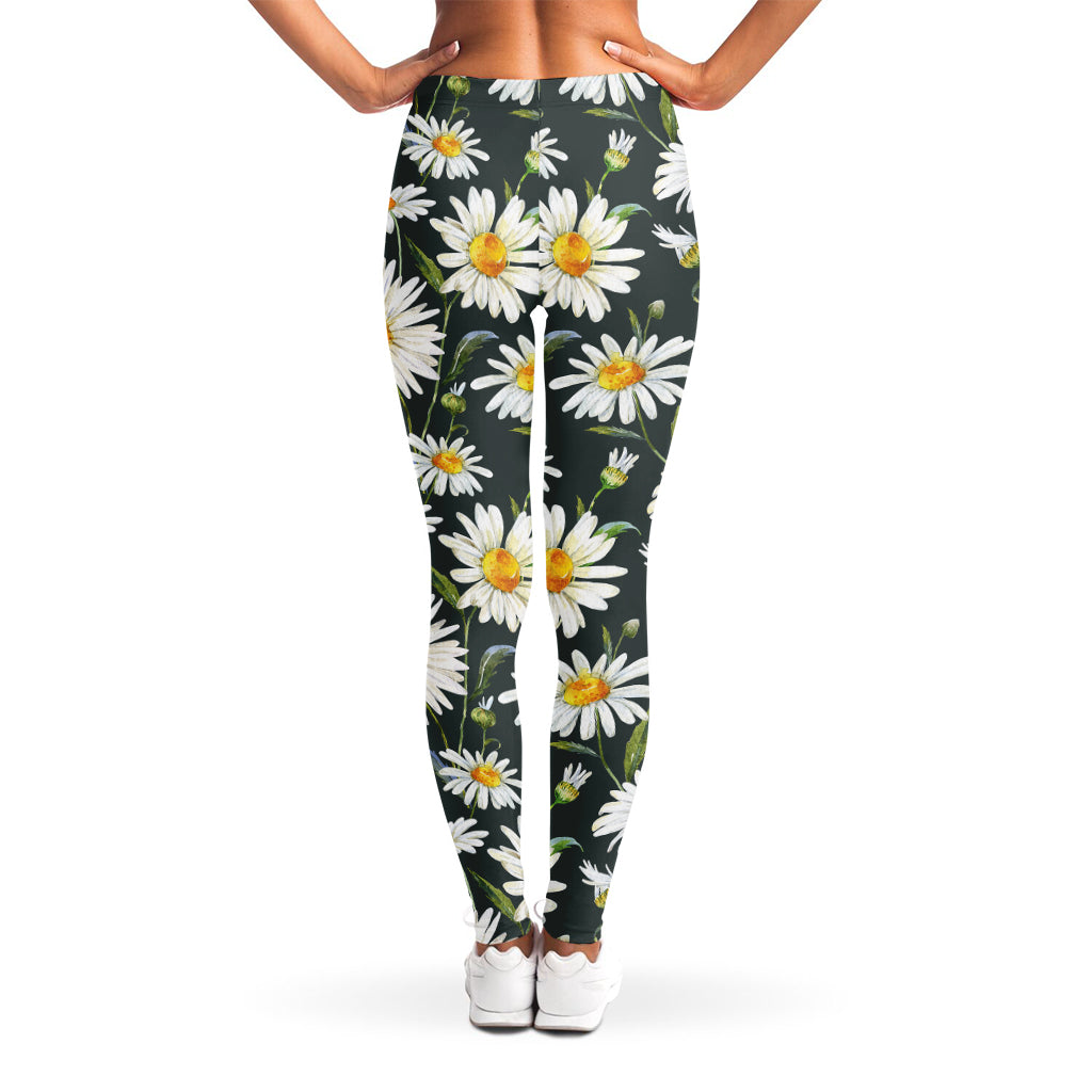 Watercolor Daisy Flower Pattern Print Women's Leggings