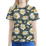Watercolor Daisy Flower Pattern Print Women's Polo Shirt