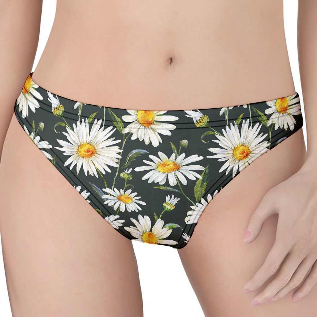 Watercolor Daisy Flower Pattern Print Women's Thong