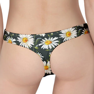 Watercolor Daisy Flower Pattern Print Women's Thong