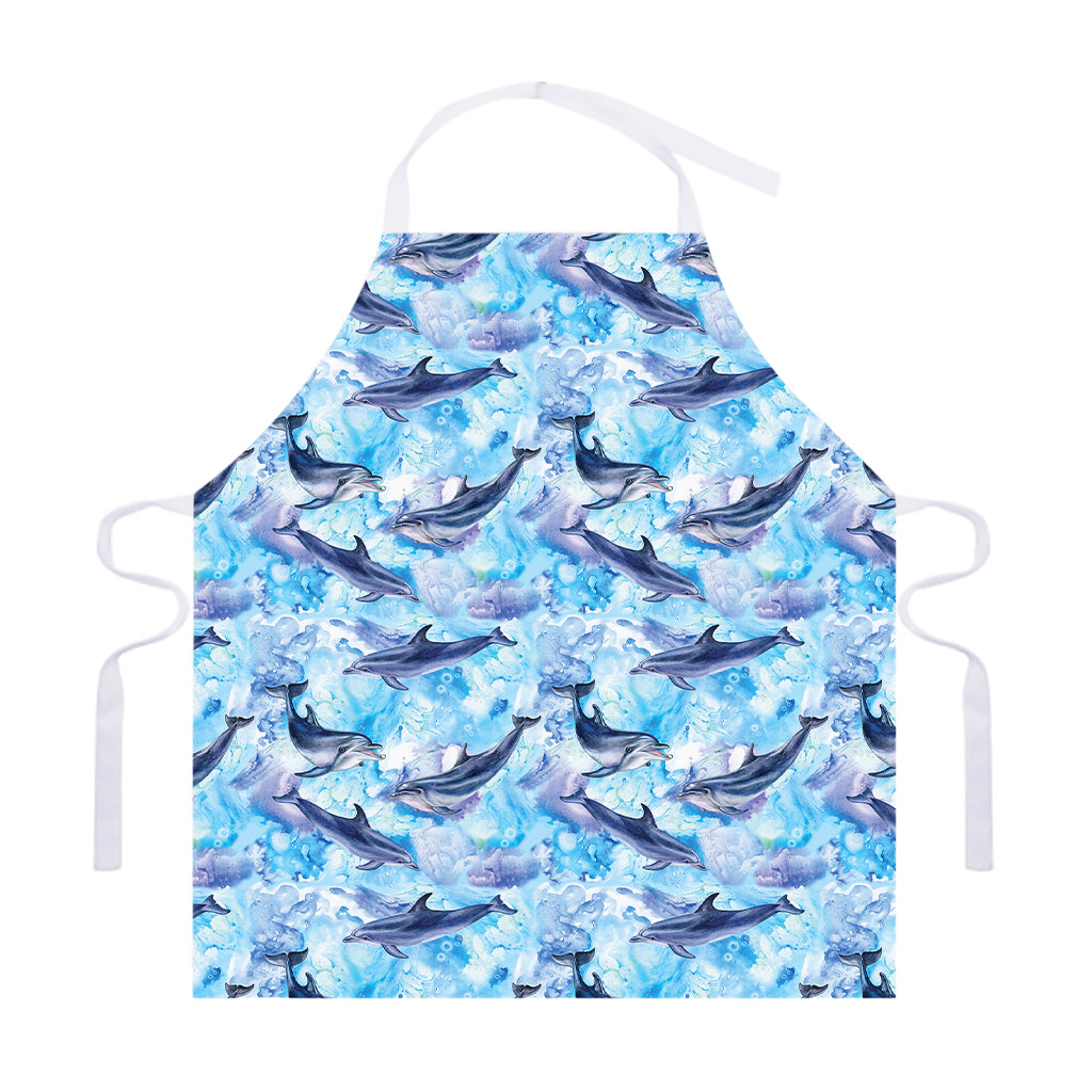 Watercolor Dolphin In The Sea Print Adjustable Apron