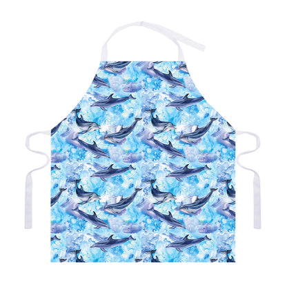 Watercolor Dolphin In The Sea Print Adjustable Apron