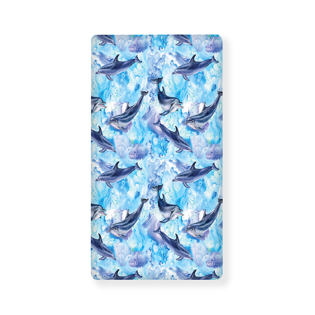 Watercolor Dolphin In The Sea Print Baby Crib Sheet