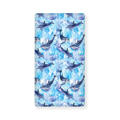 Watercolor Dolphin In The Sea Print Baby Crib Sheet