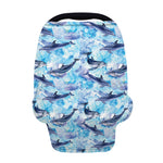 Watercolor Dolphin In The Sea Print Baby Seat Cover
