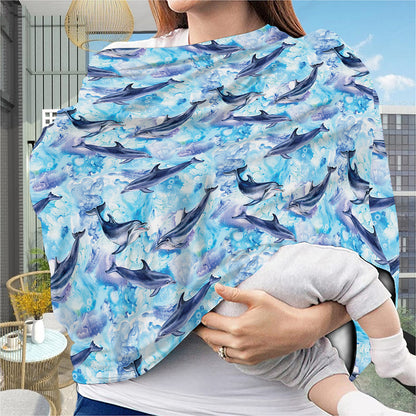 Watercolor Dolphin In The Sea Print Baby Seat Cover