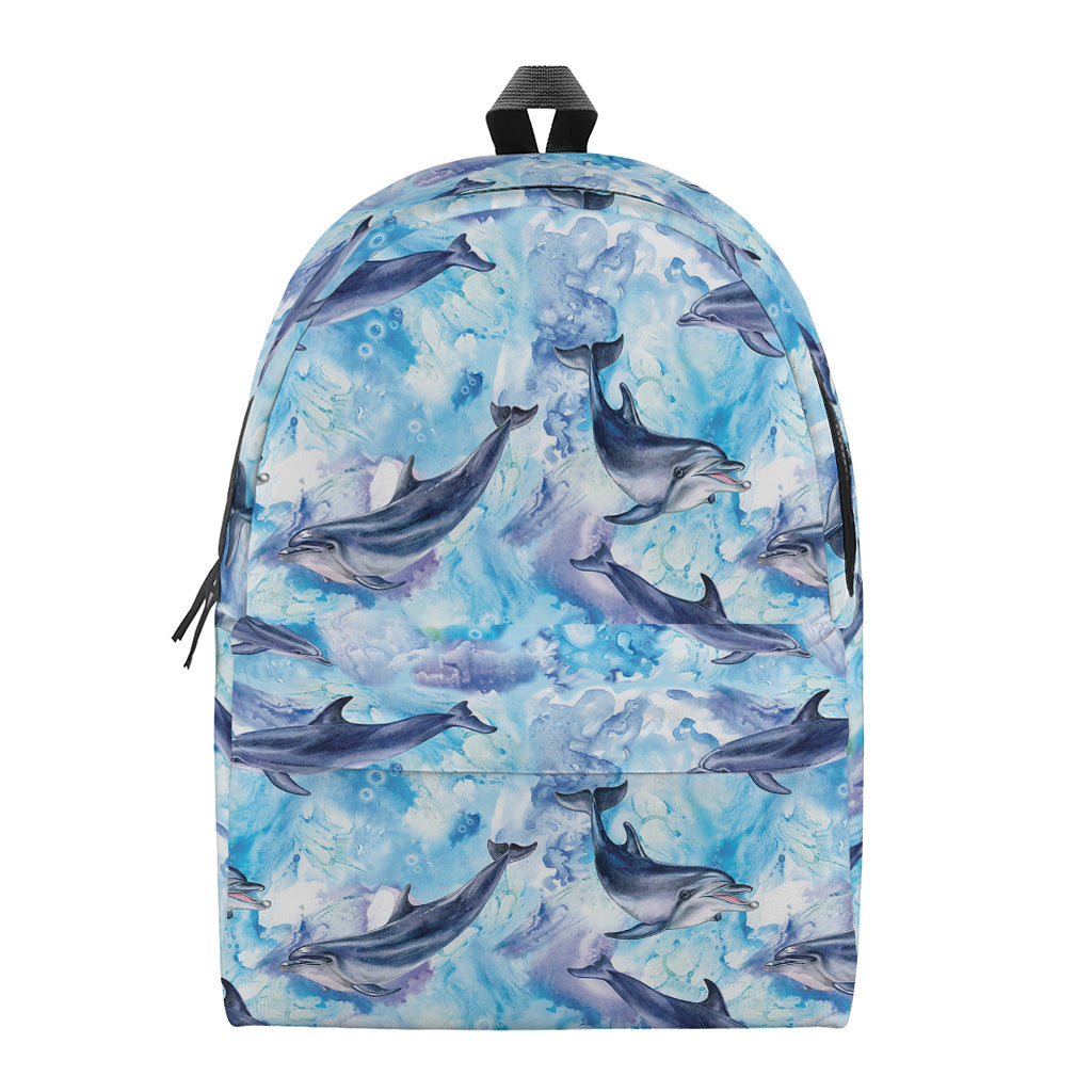 Watercolor Dolphin In The Sea Print Backpack