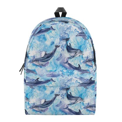 Watercolor Dolphin In The Sea Print Backpack